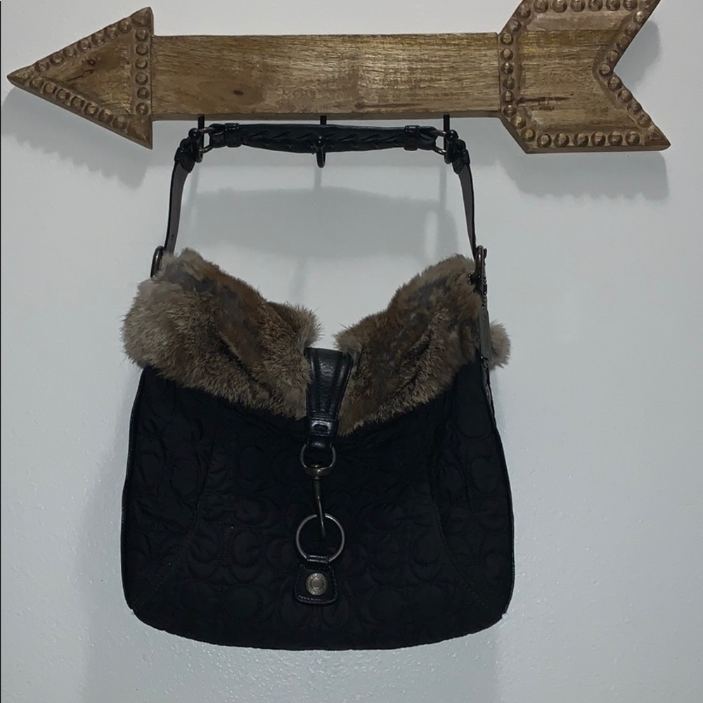 Coach purse with faux fur